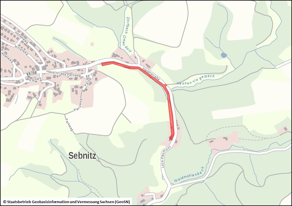 Sebnitz OT Ottendorf, Parkweg - Lochräumicht